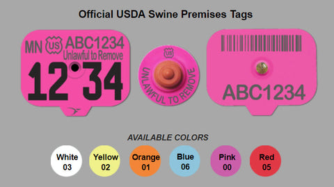 Duflex Swine Premise ear tag colors sold by CCK Outfitters