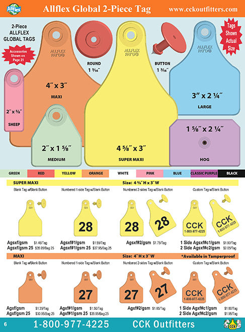 CCK on line catalog page of Allflex ear tags