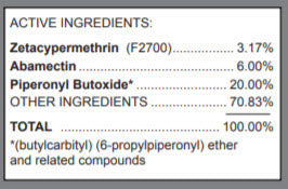 CCK sells insecticide tags tri zap ingredients