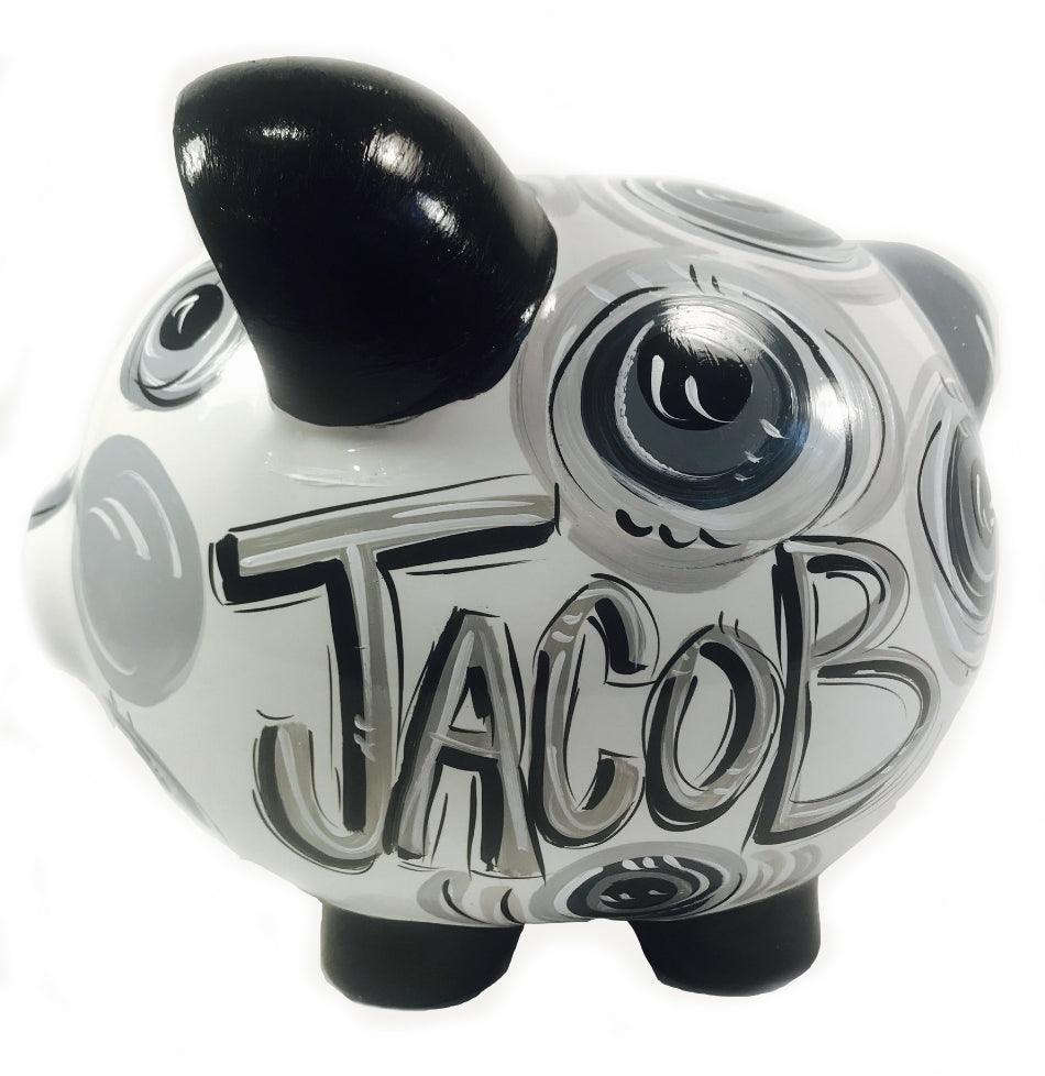 gray piggy bank