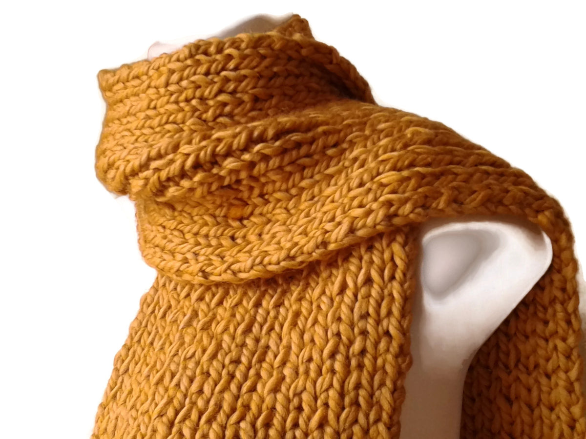 mustard yellow knit scarf