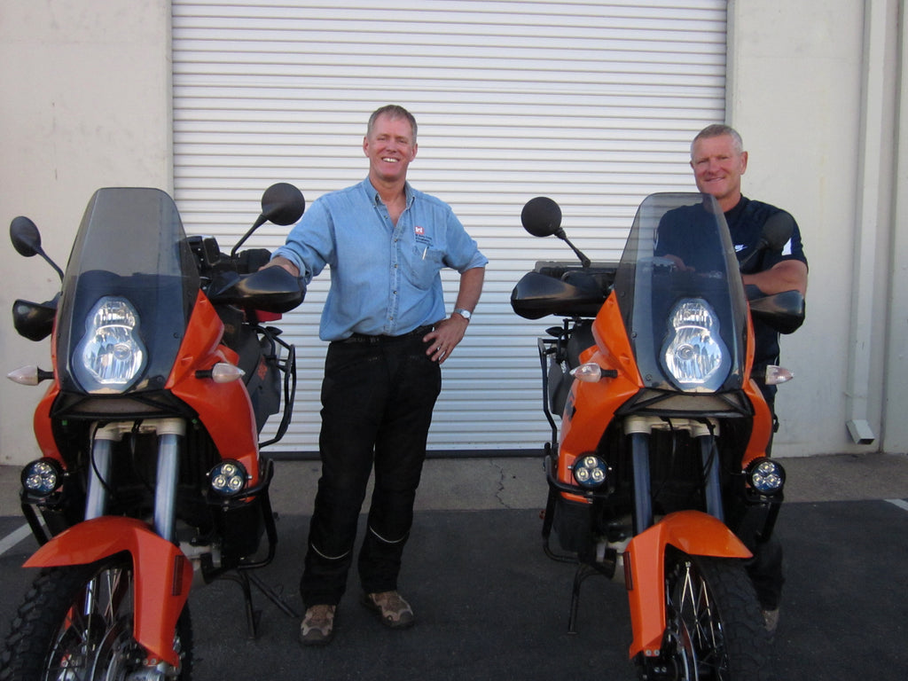 KTM 990 twins with crash bar mounted Ericas