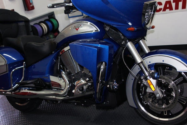 Victory Vision with Darlas mounted to the fender and Kristas on crash bars