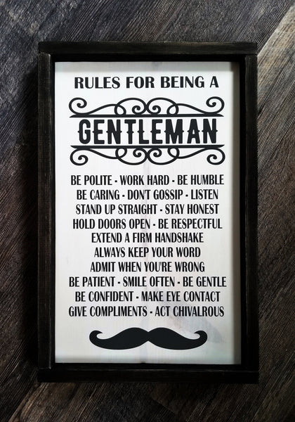 Rules For Being A Gentleman Wood Sign Kelly Belly Boo Tique