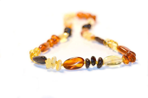 Drooling and Teething Relief; Natural Remedy Highest Quality Baby Love Certified Baltic Amber Teething Necklace for Baby Helpful with Pain Natural Anti-Inflammatory Beads; Honey Raw/Unpolished 