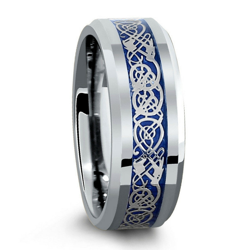Free Engraving Tungsten Carbide Royal Celtic Knot Dragon Wedding Band Ring 