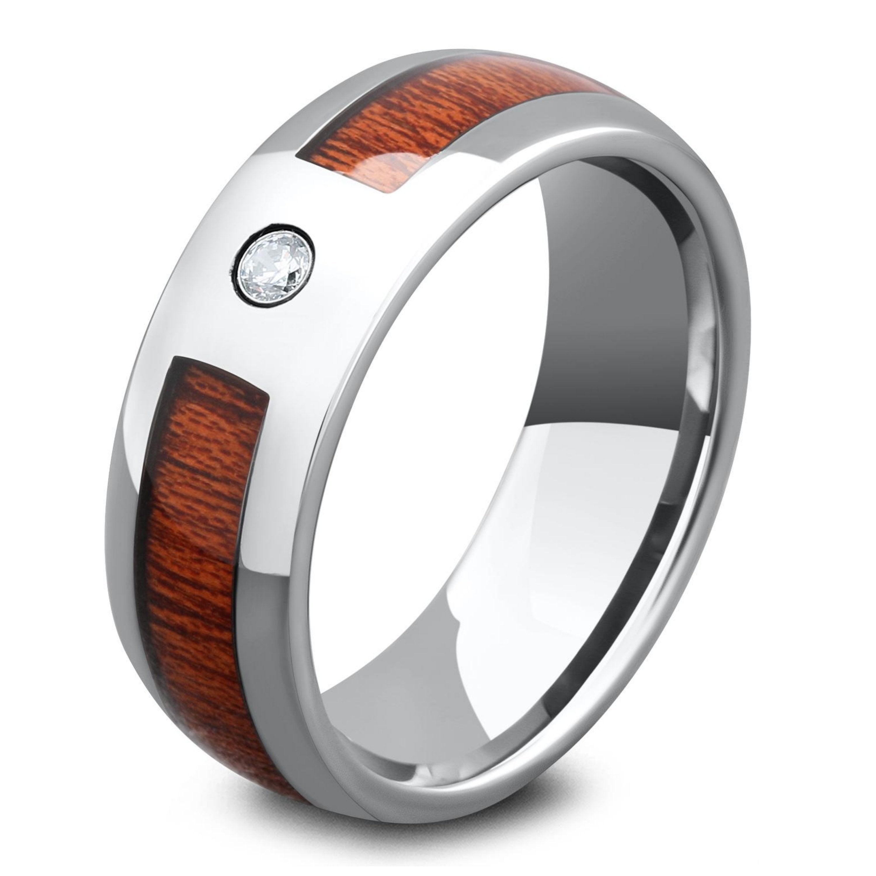 mens wooden wedding band with diamonds