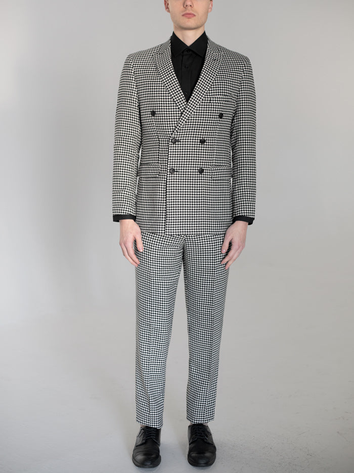 Black & White Large Houndstooth Double Breasted Suit