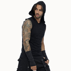 Psylo Fashion mask sleeveless hoodie for men ethical streetwear dark-style 