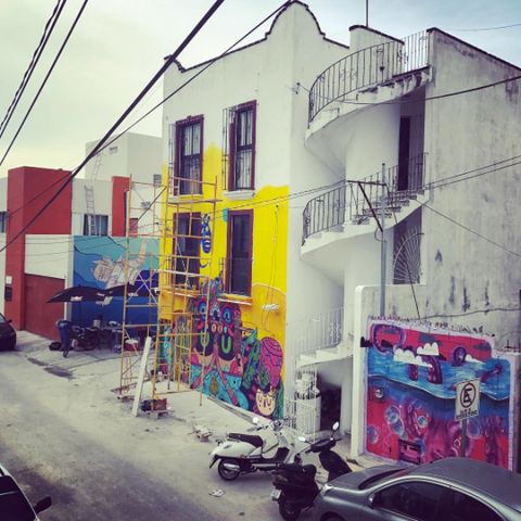 Psylo Fashion Collaboration Calles Corazon Street Art Project, Calle 4 bis, Playa Del Carmen Mexico