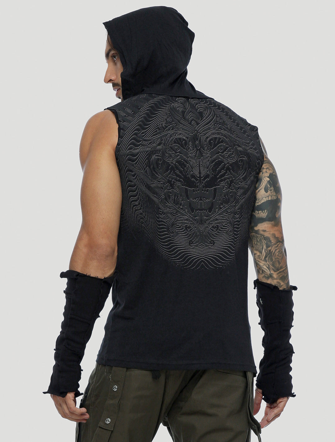 Men's Tiger Sleeveless Hoodie T-shirt