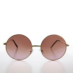 Gold Large Round Gradient Color Lens Sunglass