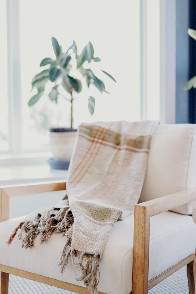 Plaid Linen + Cotton Blend Throw Blanket - Heyday