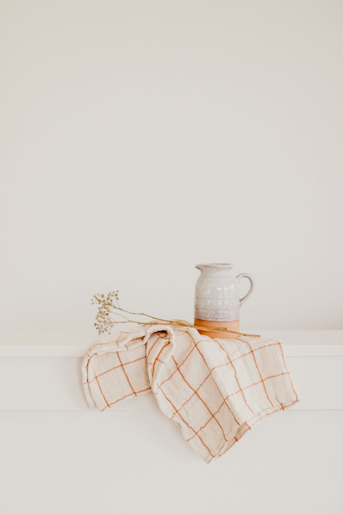 Rust Grid + Stripe Napkin Set - Heyday