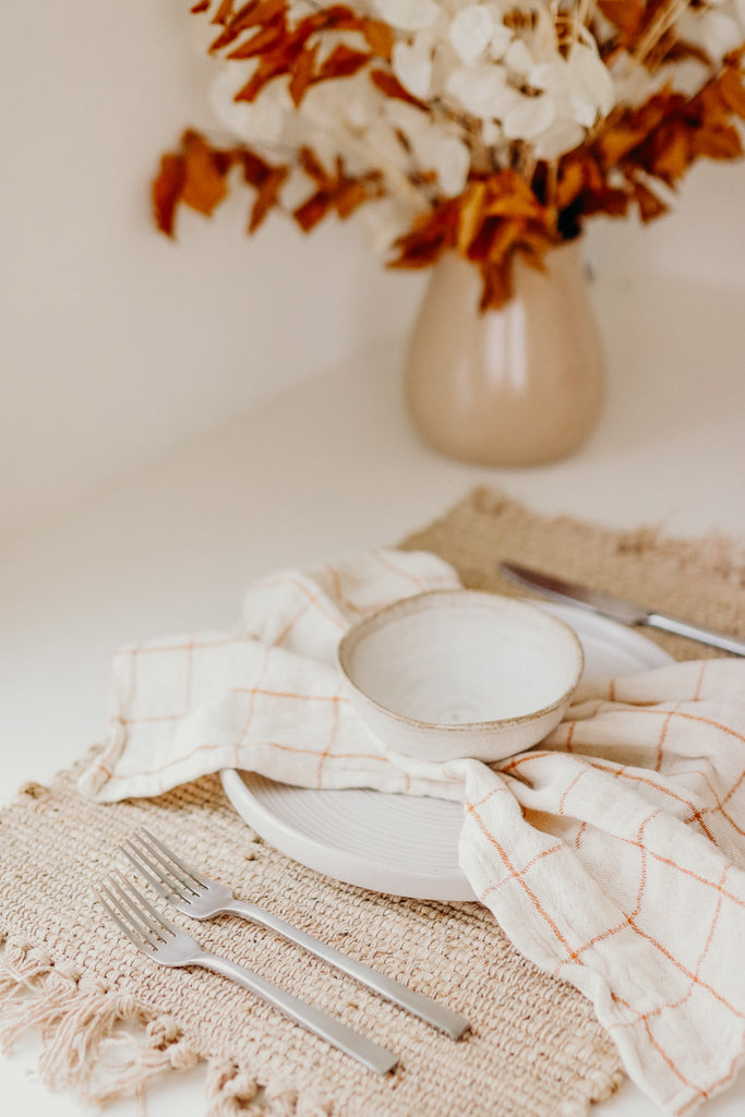 Rust Grid + Stripe Napkin Set - Heyday