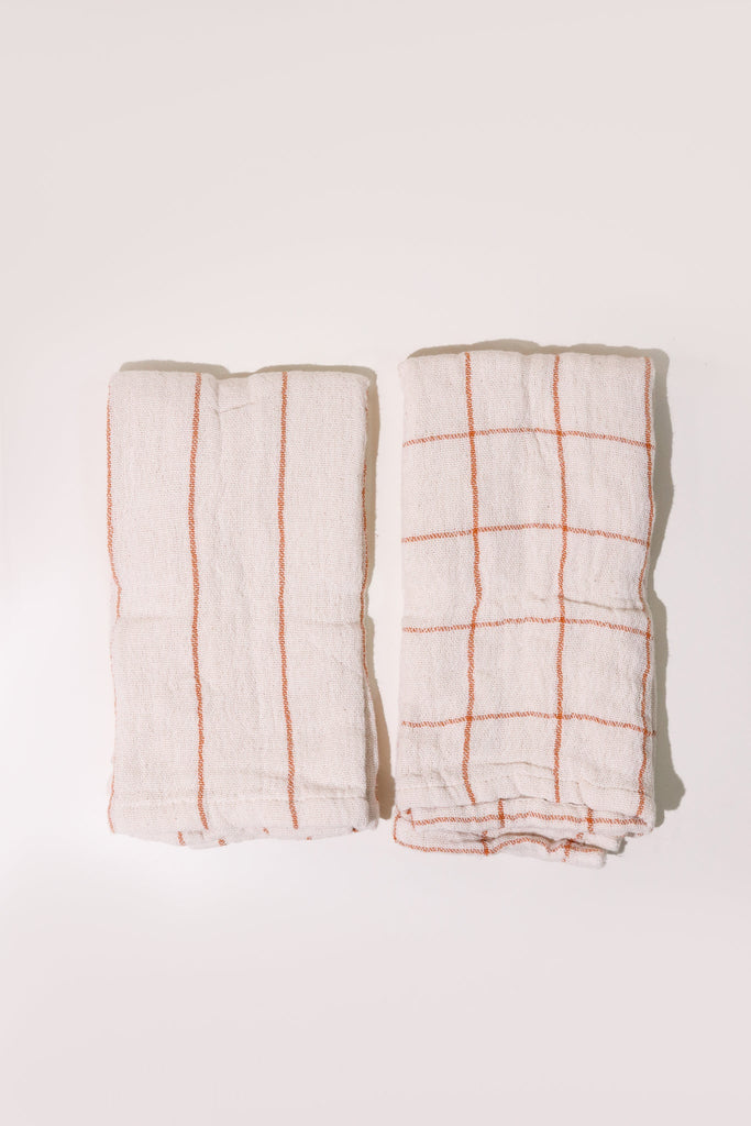 Rust Grid + Stripe Napkin Set - Heyday