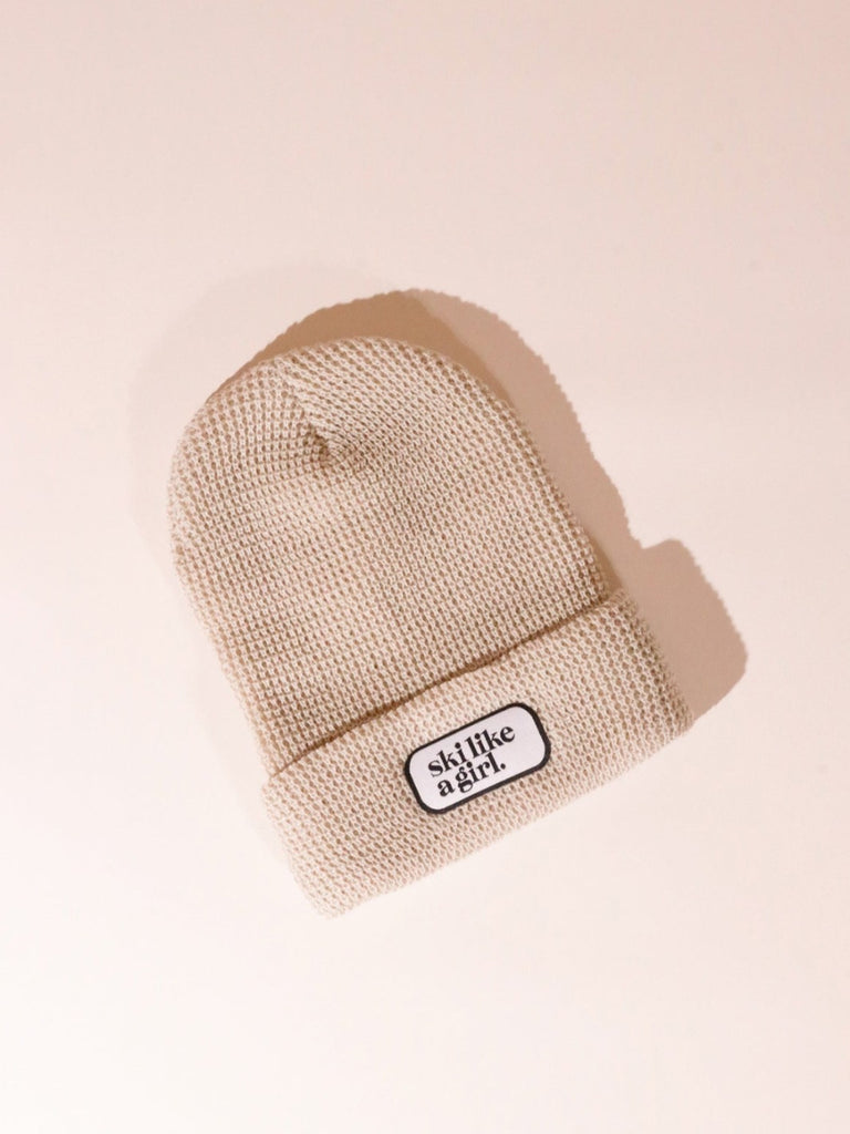 Ski like a Girl Birch Waffle Beanie - Heyday