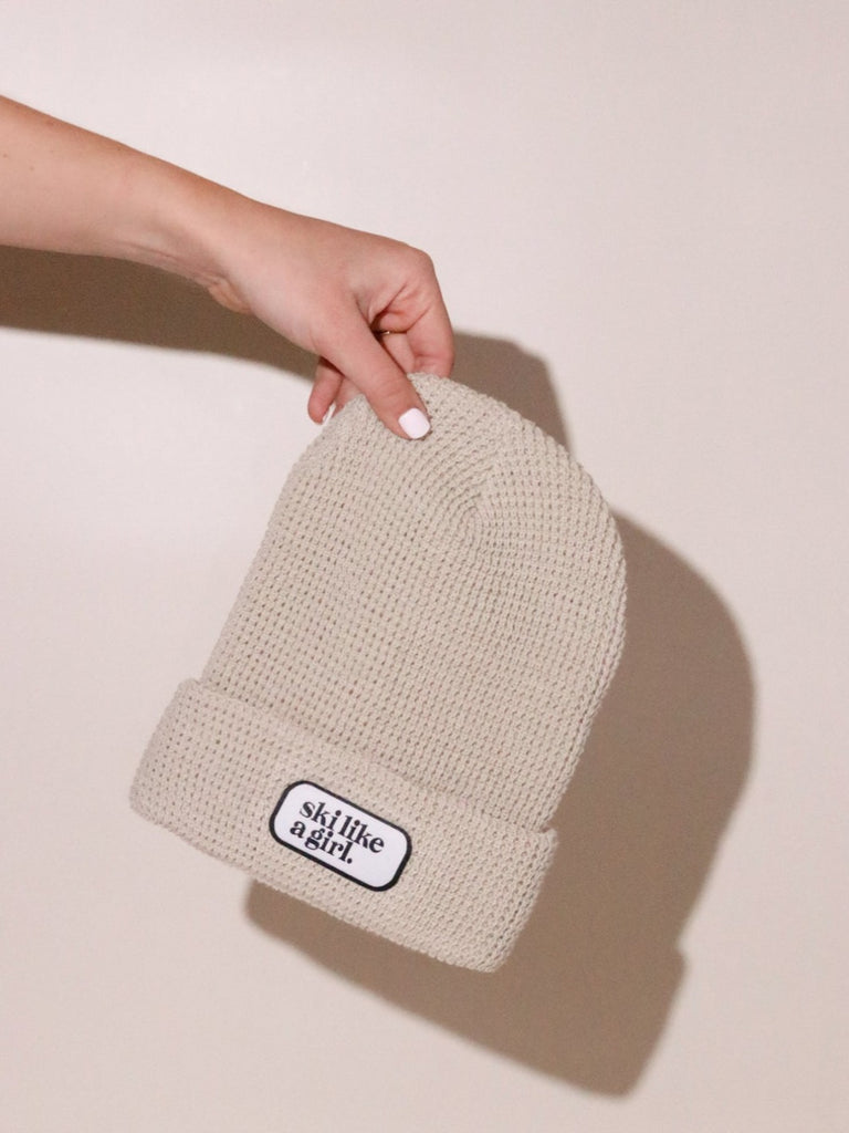 Ski like a Girl Birch Waffle Beanie - Heyday