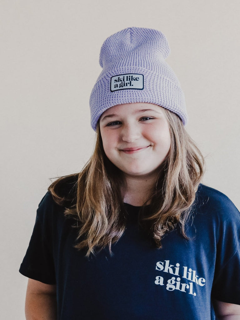 Ski Like A Girl Lavender Waffle Beanie - Heyday