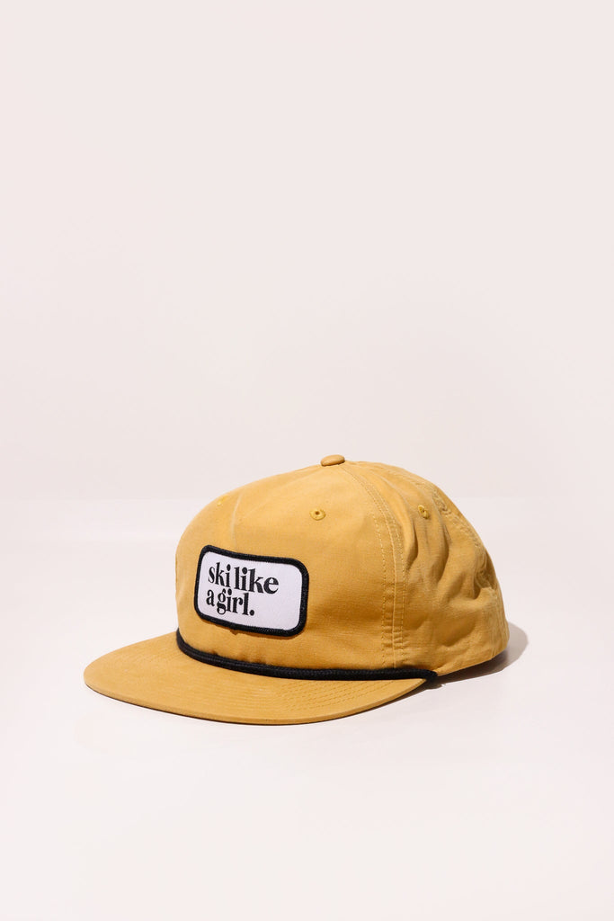 Ski Like a Girl Mustard Nylon Hat - Heyday