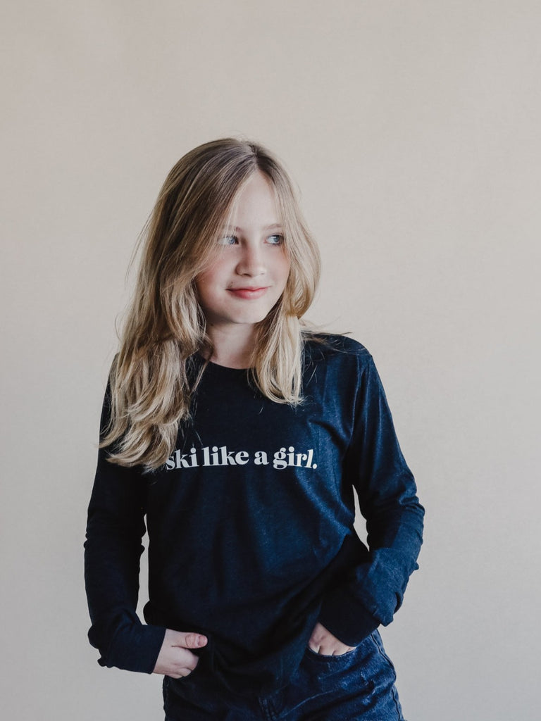 Ski Like a Girl Youth Long Sleeve Shirt - Heyday