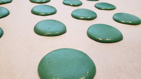 Cooking With Candy: Andes Chocolate Mint Macarons - Piped Macaron Batter