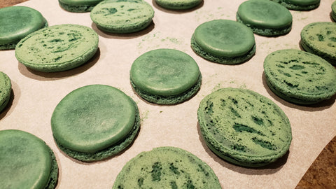 Cooking With Candy: Andes Chocolate Mint Macarons - Baked Macaron Shells with Half Flipped Over