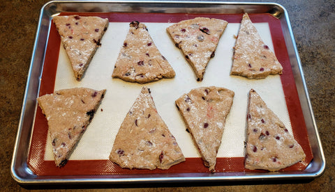 Cooking With Candy: All City Candy's Red Velvet Chocolate Cherry Scones - Cut Dough Into Wedges