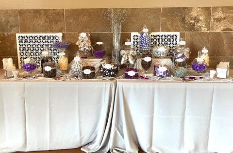 Purple and Silver Wedding Candy Buffet