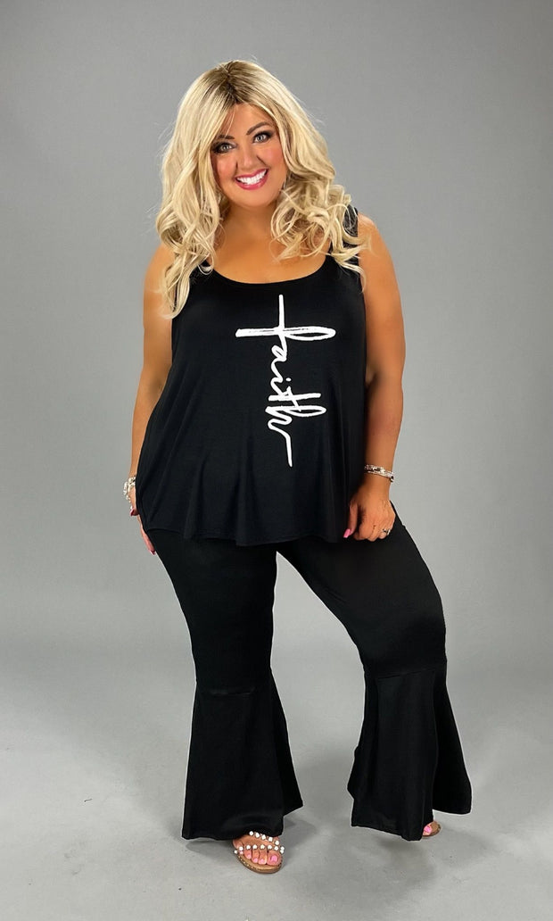 89 GT-A {Faith Can Move Mountains} Black Graphic Tank PLUS SIZE XL 2X 3X