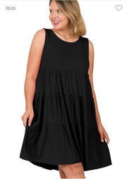 47 SV-F {Full Of Dreams} Black Tiered Dress PLUS SIZE 1X 2X 3X