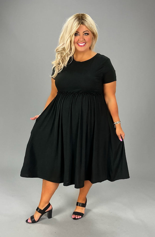 47 SSS-E {Babydoll Basics} Solid Black Babydoll Dress EXTENDED PLUS SIZE 3X 4X 5X