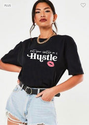 95 GT-B {Put Your Lipstick On & Hustle} Black Graphic Tee PLUS SIZE 1X 2X 3X