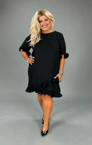 71 SSS-C {Dance Into The Night} Black Ruffle Sleeve & Hem Dress PLUS SIZE XL 2X 3X