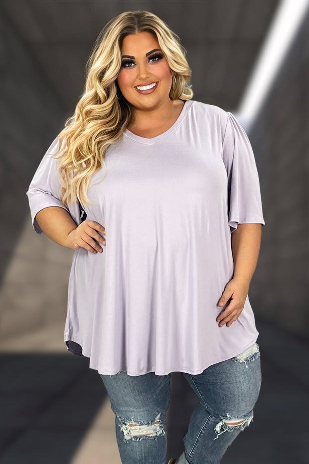 29 SSS-O {Best Attitude} Lilac V-Neck Wide Sleeve Tunic EXTENDED PLUS SIZE 3X 4X 5X