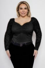 45 SD-A {Much To Celebrate} Black Lace Bodysuit PLUS SIZE 1X 2X 3X