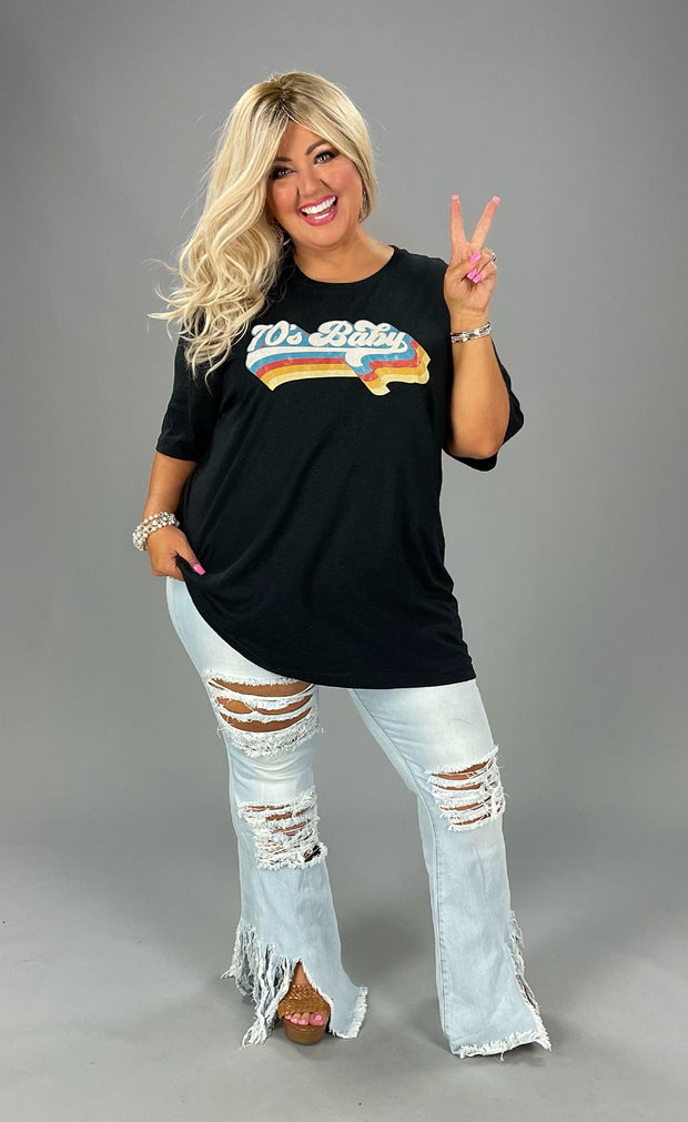 21 GT-P {70's Baby} Heather Black Graphic Tee PLUS SIZE 2X 3X