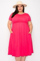 89 SSS-T {Babydoll Basics} Solid Coral Pink Babydoll Dress EXTENDED PLUS SIZE 3X 4X 5X