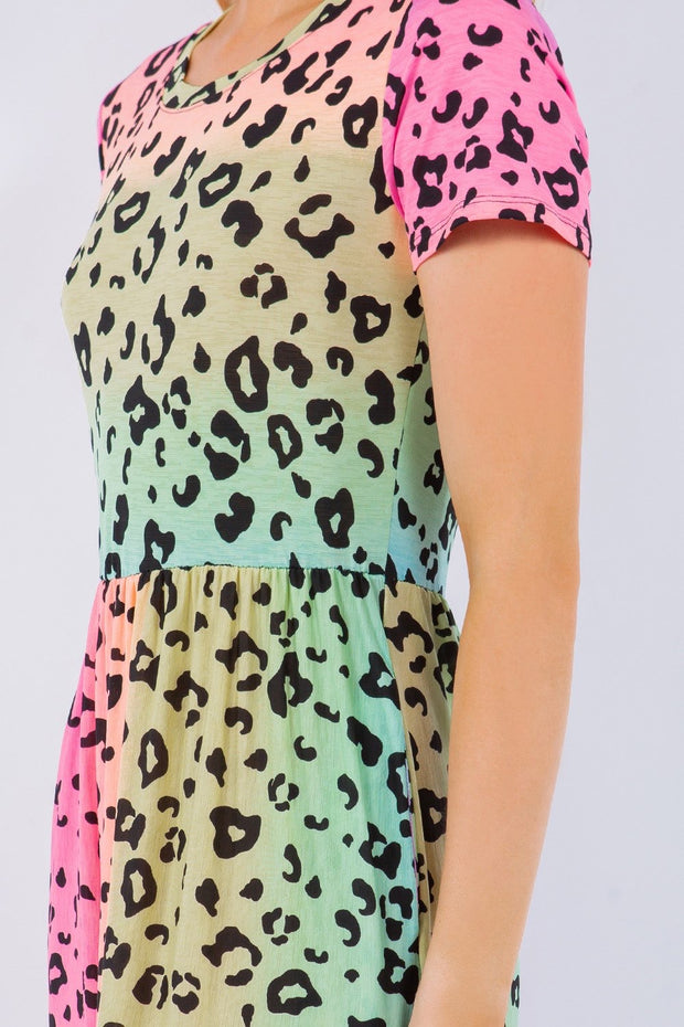 LD-T {Dramatic Pose} Multi-Color Leopard Print Maxi Dress PLUS SIZE 1X 2X 3X