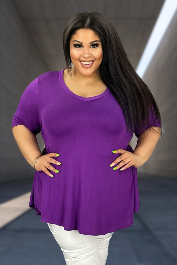 33 SSS-X {Keep It Comfy} Violet V-Neck Top EXTENDED PLUS SIZE 3X 4X 5X