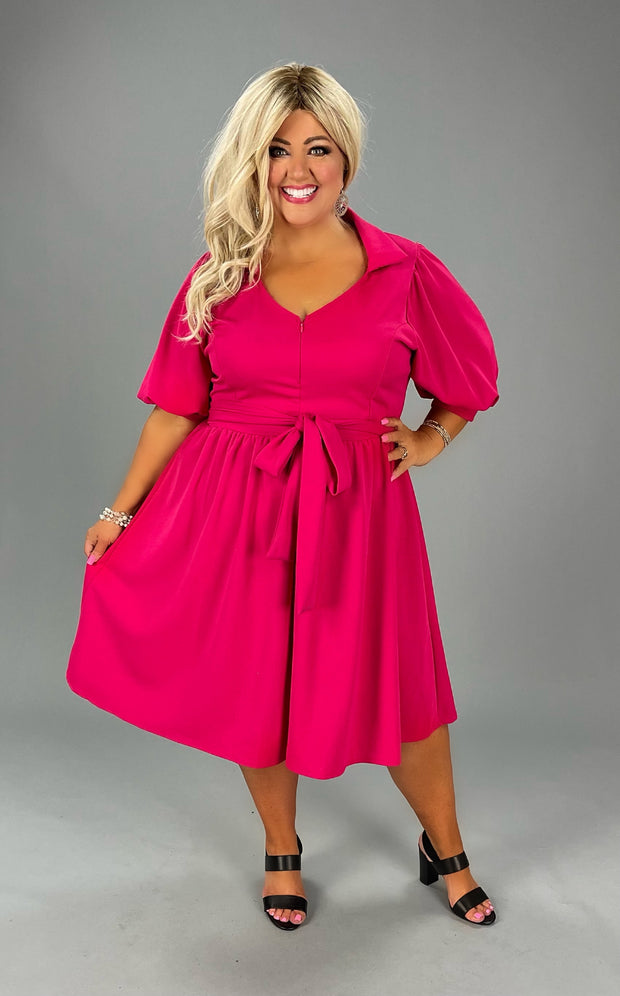 18 SSS-B {Graceful Greetings} Fuchsia Zip Front Dress PLUS SIZE 1X 2X 3X