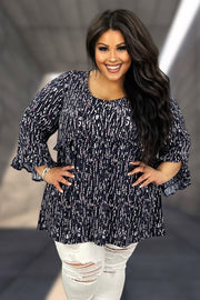 75 PQ-I {Let It Grow Strong} Navy Floral Babydoll Top EXTENDED PLUS SIZE 3X 4X 5X