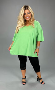 46 SSS-E {Charm Me} Green Oversized V-Neck Top PLUS SIZE 1X 2X 3X