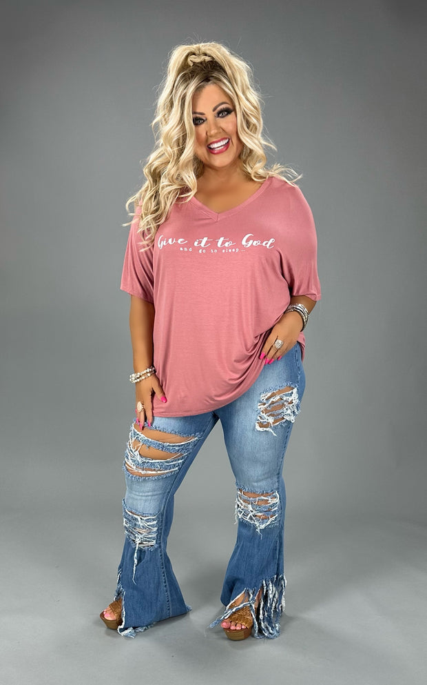 57 GT-B {Give It To God} Cinnamon V-Neck Tee PLUS SIZE 1X 2X 3X  SALE!!!!