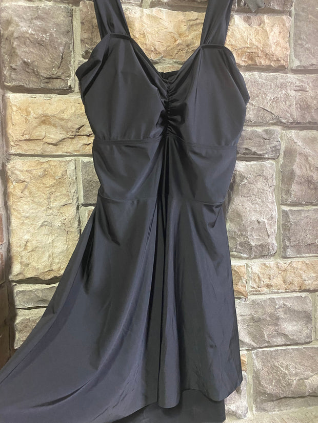 SWIM-T {She & Sea} Black Cutout Swim Dress EXTENDED PLUS SIZE 2X 3X 4X