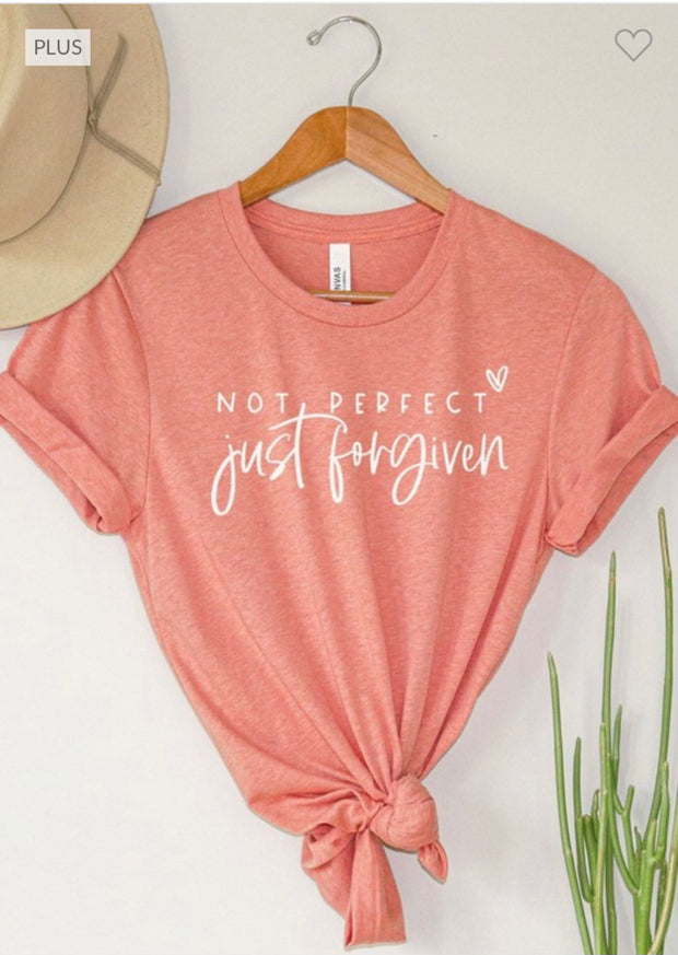 17 GT-J {Not Perfect Just Forgiven} Heather Coral Graphic Tee PLUS SIZE 3X