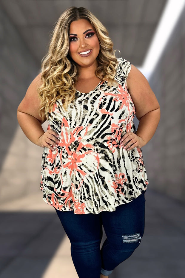 54 SV-C {Lavish In Love} Peach Animal Print Top CURVY BRAND!! EXTENDED PLUS SIZE 3X 4X 5X 6X