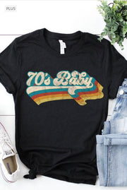 21 GT-P {70's Baby} Heather Black Graphic Tee PLUS SIZE 2X 3X