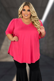 29 SSS-P {Best Attitude} Fruit Punch V-Neck Wide Sleeve Tunic EXTENDED PLUS SIZE 3X 4X 5X