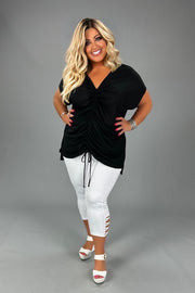 33 SSS-B {Nighttime Fun} Black Drawstring Top PLUS SIZE XL 2X 3X